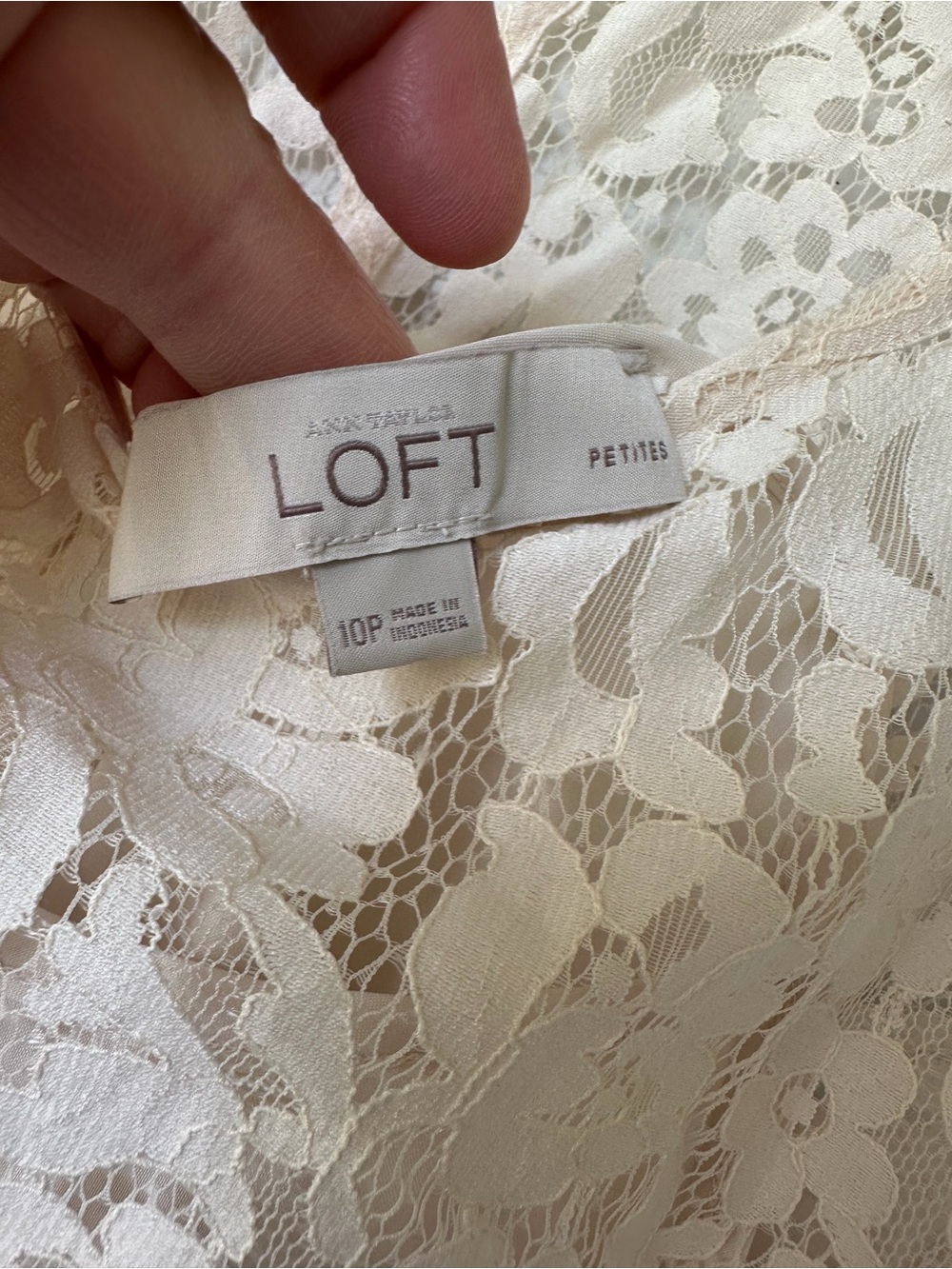 LOFT Cream Lace Cap Sleeve Drop-Waist Dress - Picture 9 of 12